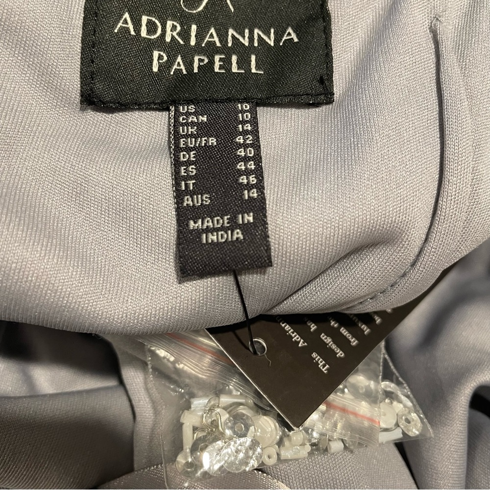 Adrianna Papell Sequin Embellished Cocktail Midi Dress Silver Size 10 - Picture 9 of 10